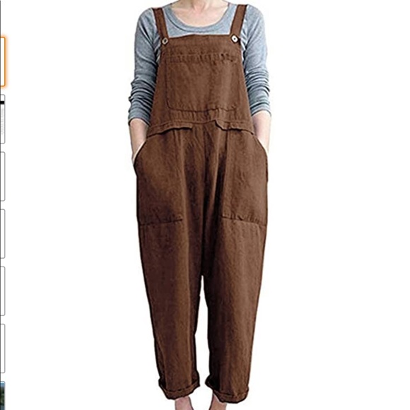 Pants - Rust Linen Overalls